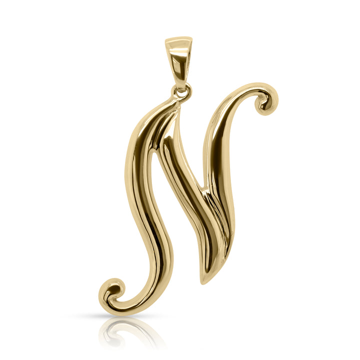 14K Yellow Gold Vermeil Silver Statement Initial Charm and Chocker Necklace