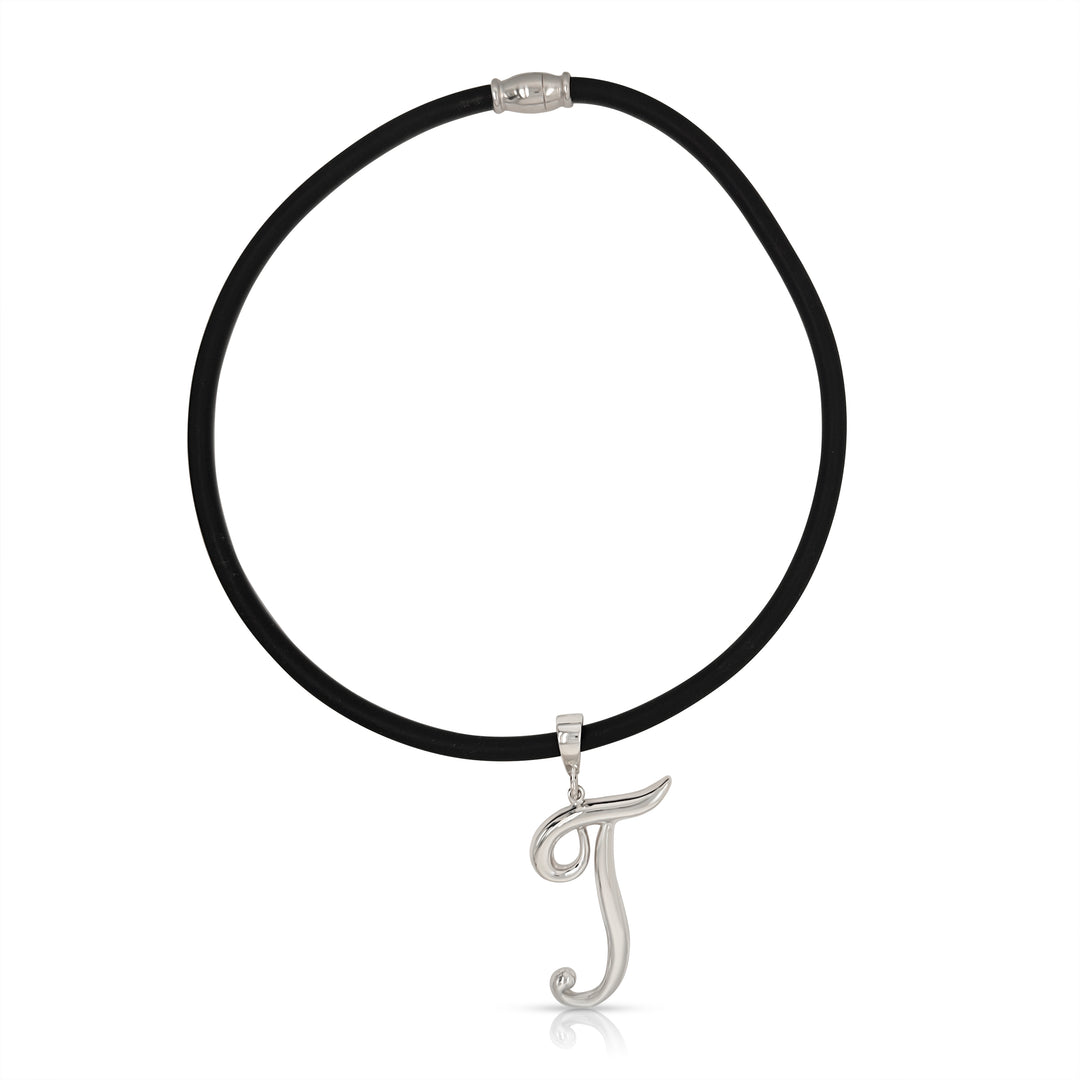 925 Sterling Silver Statement Initial Charm and Chocker Necklace