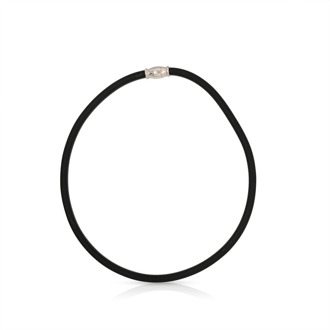 925 Sterling Silver Magnet Closure Black Rubber Chocker
