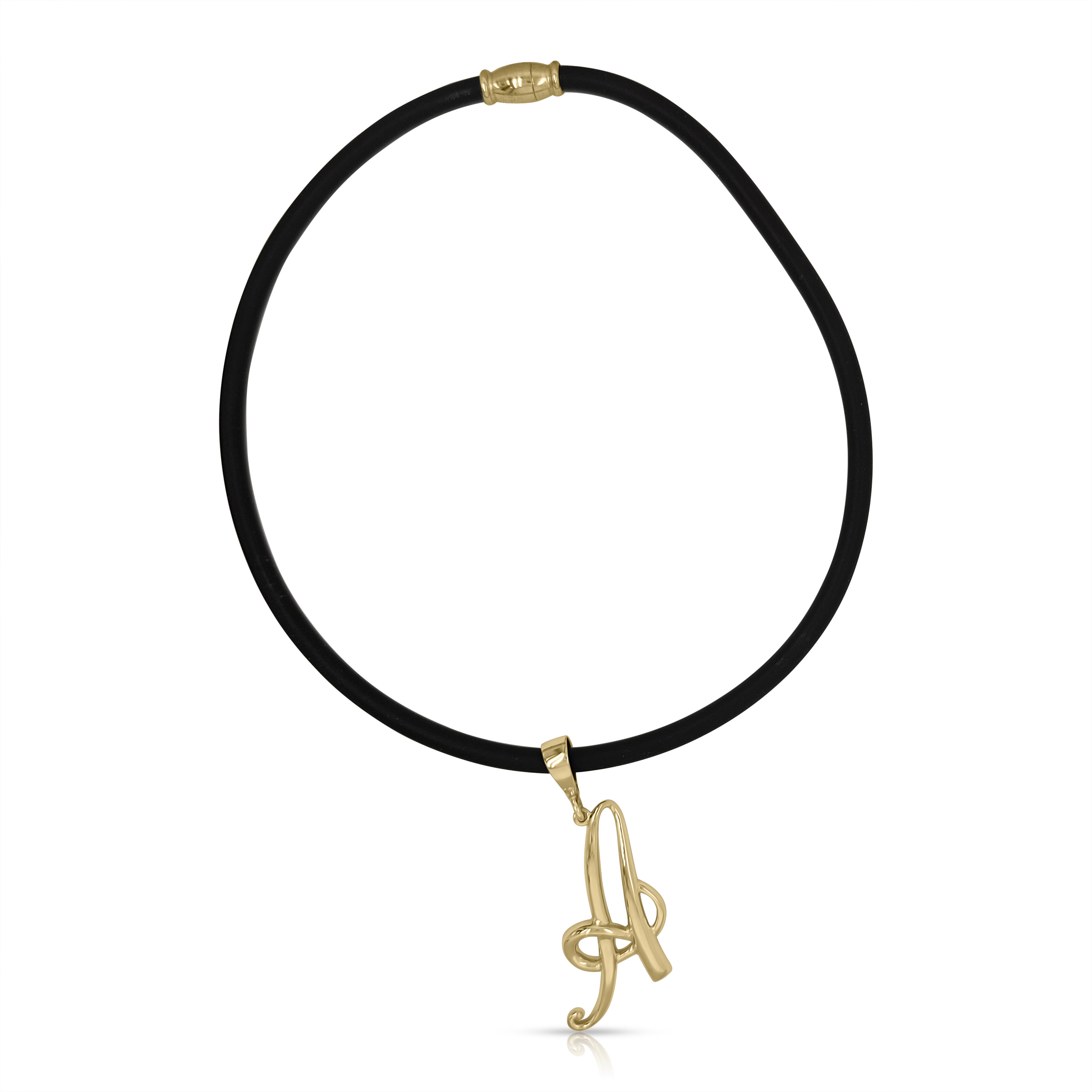 14K Yellow Gold Vermeil Silver Statement Initial Charm and Chocker Necklace