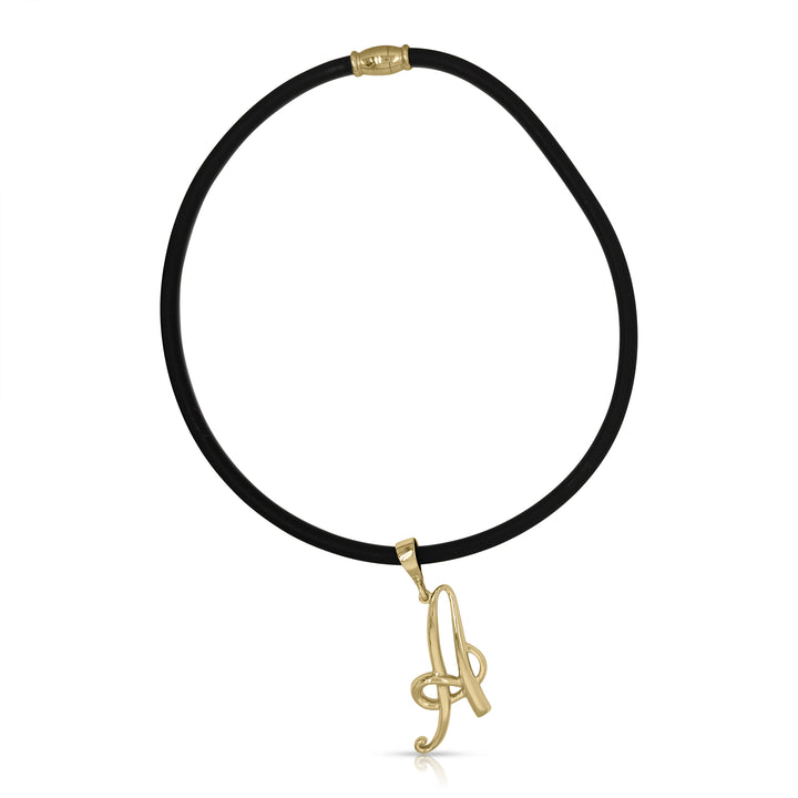 14K Yellow Gold Vermeil Silver Statement Initial Charm and Chocker Necklace
