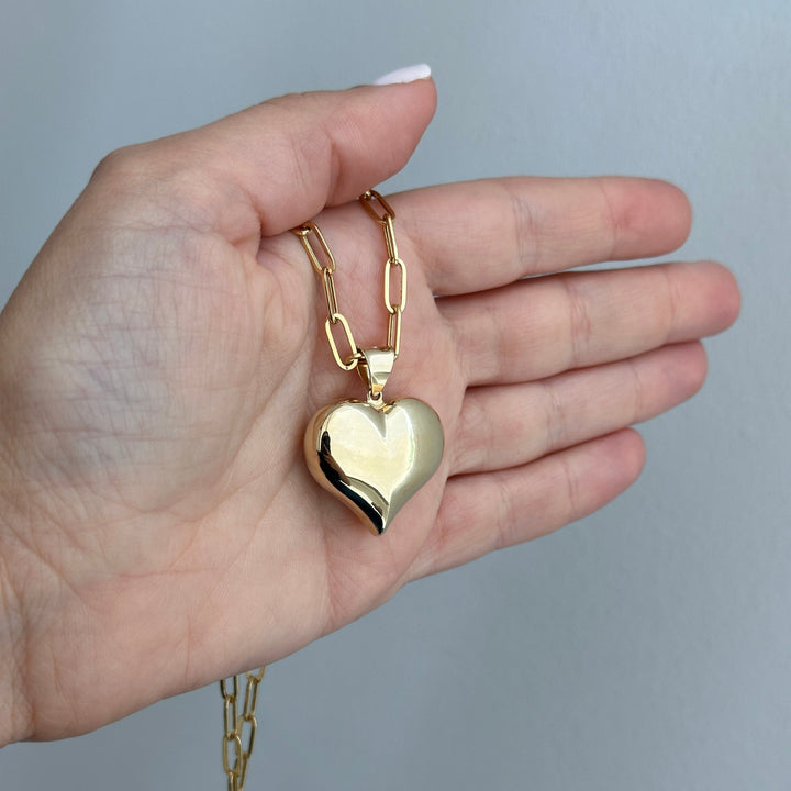 14K Yellow Gold Puffy Heart Charm