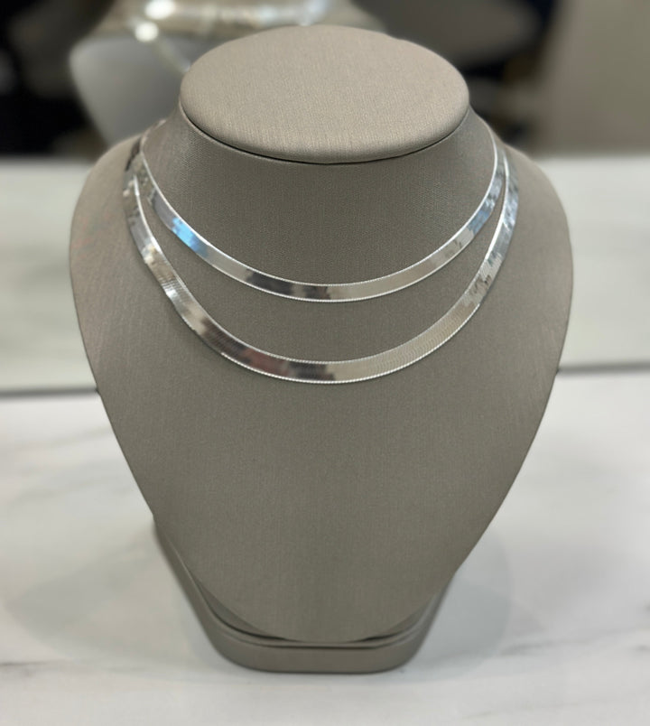 925 Sterling Silver Herringbone Chain Necklace