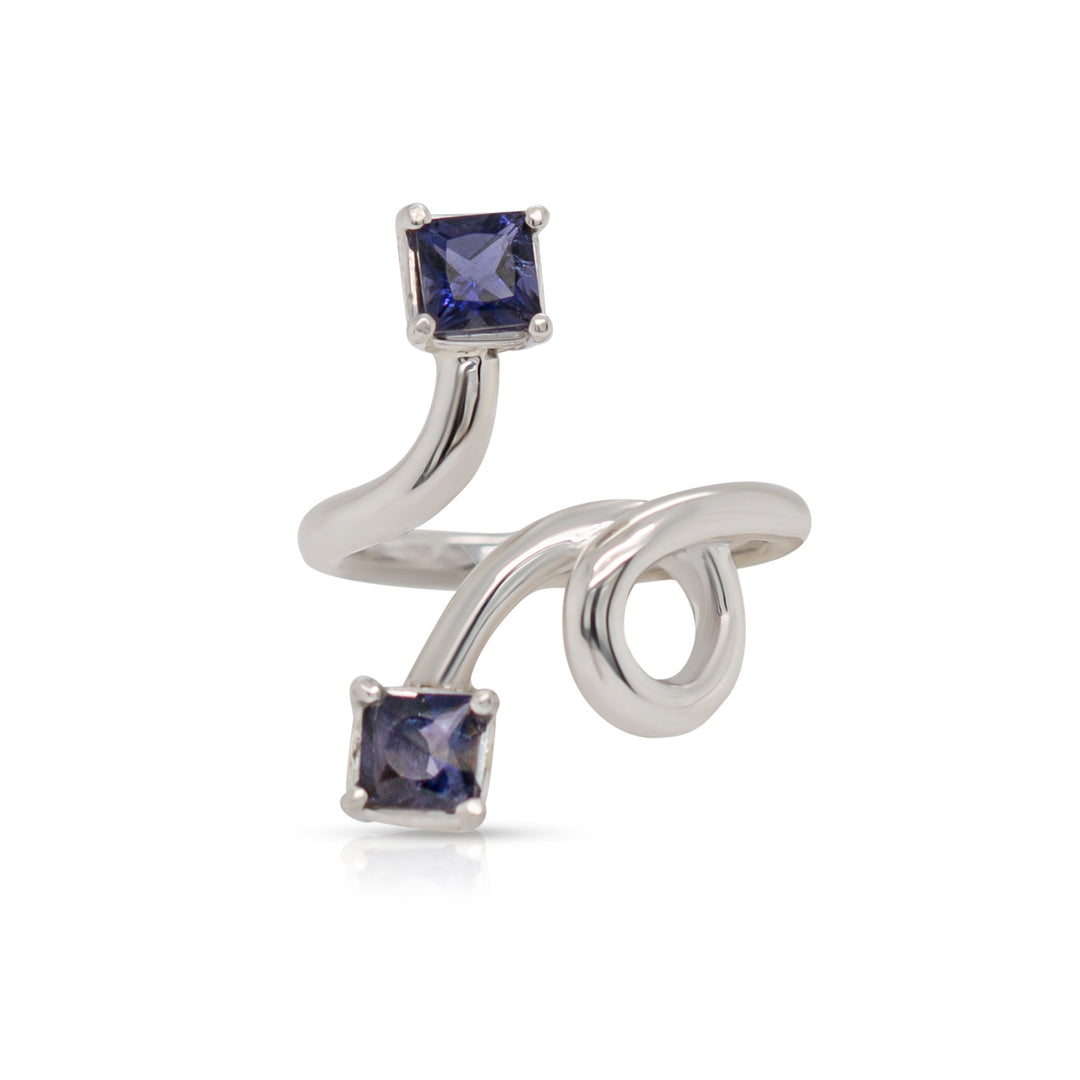 925 Sterling Silver Iolite Knot Ring