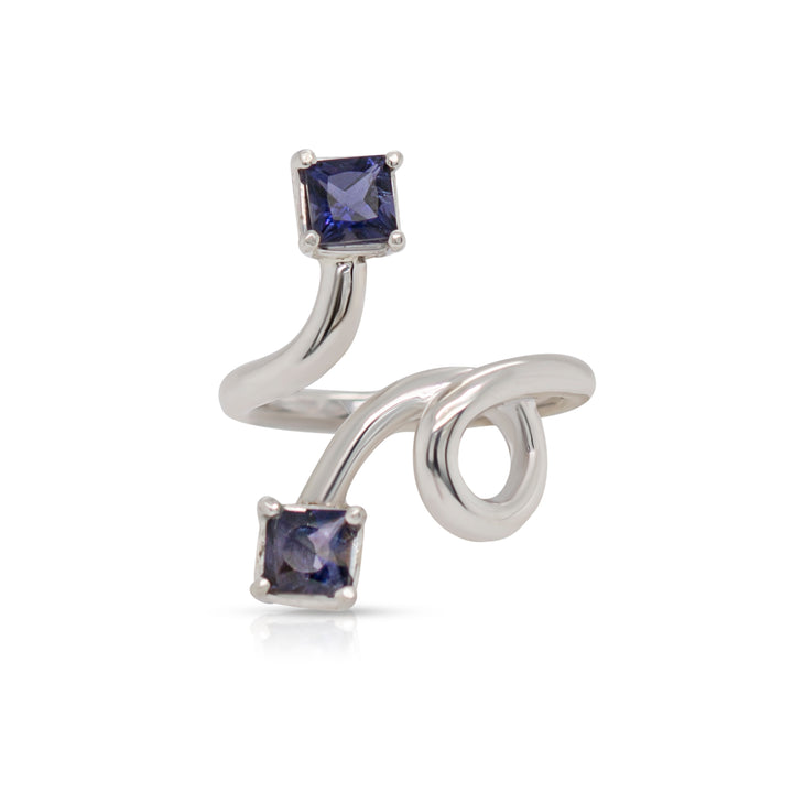 925 Sterling Silver Iolite Knot Ring