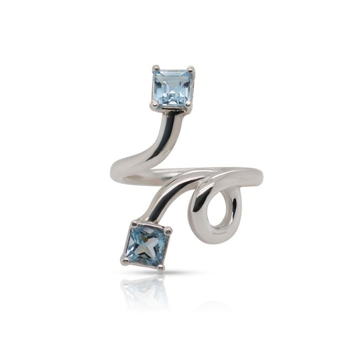 925 Sterling Silver Blue Topaz Knot Ring