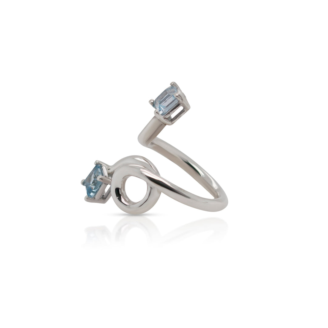 925 Sterling Silver Blue Topaz Knot Ring