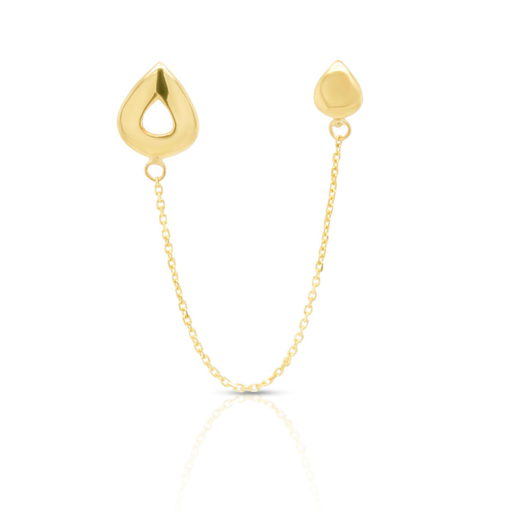 14K Gold Drop Chain Double Studs