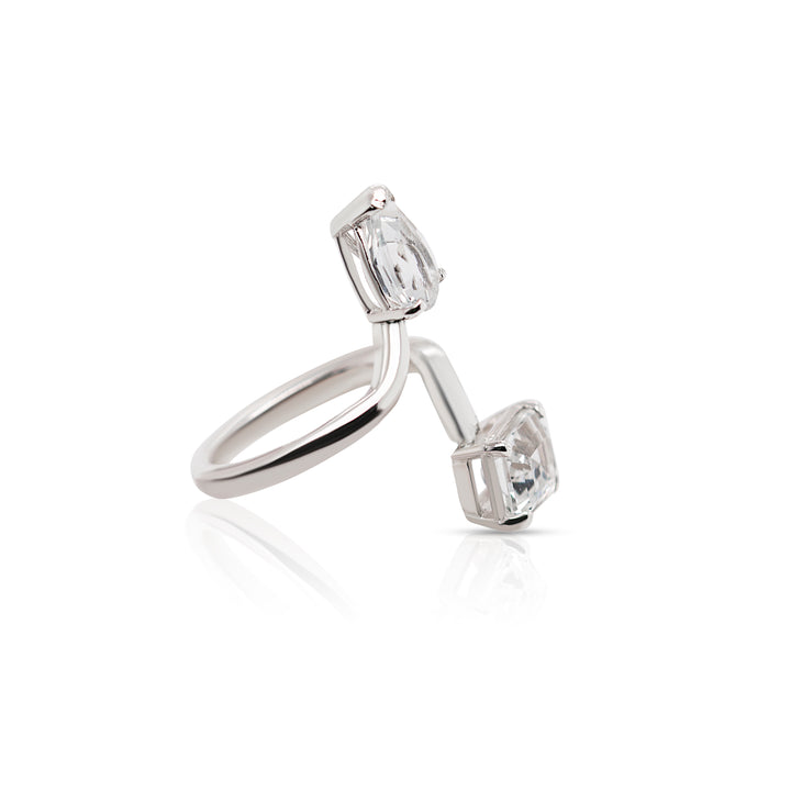 925 Sterling Silver White Topaz Gemstones Twisted Ring