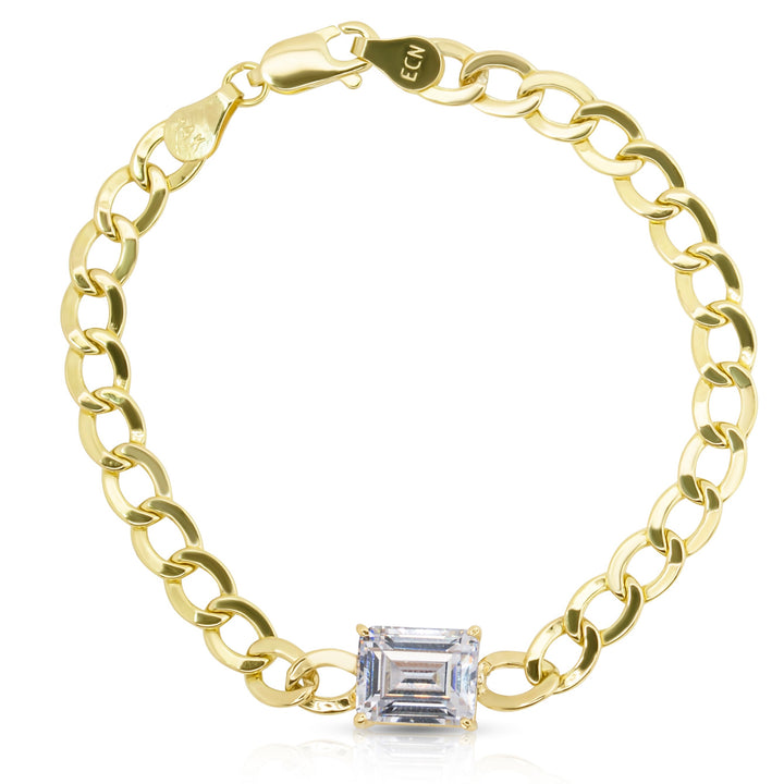 Emerald Cut Cuban Chain Bracelet