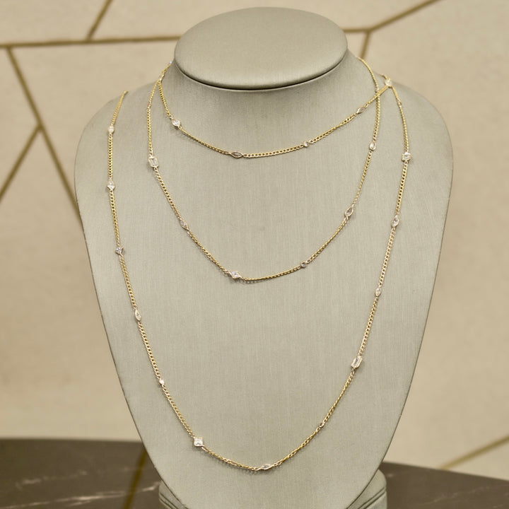 Multi-shape Gemstones Cuban Chain Necklace