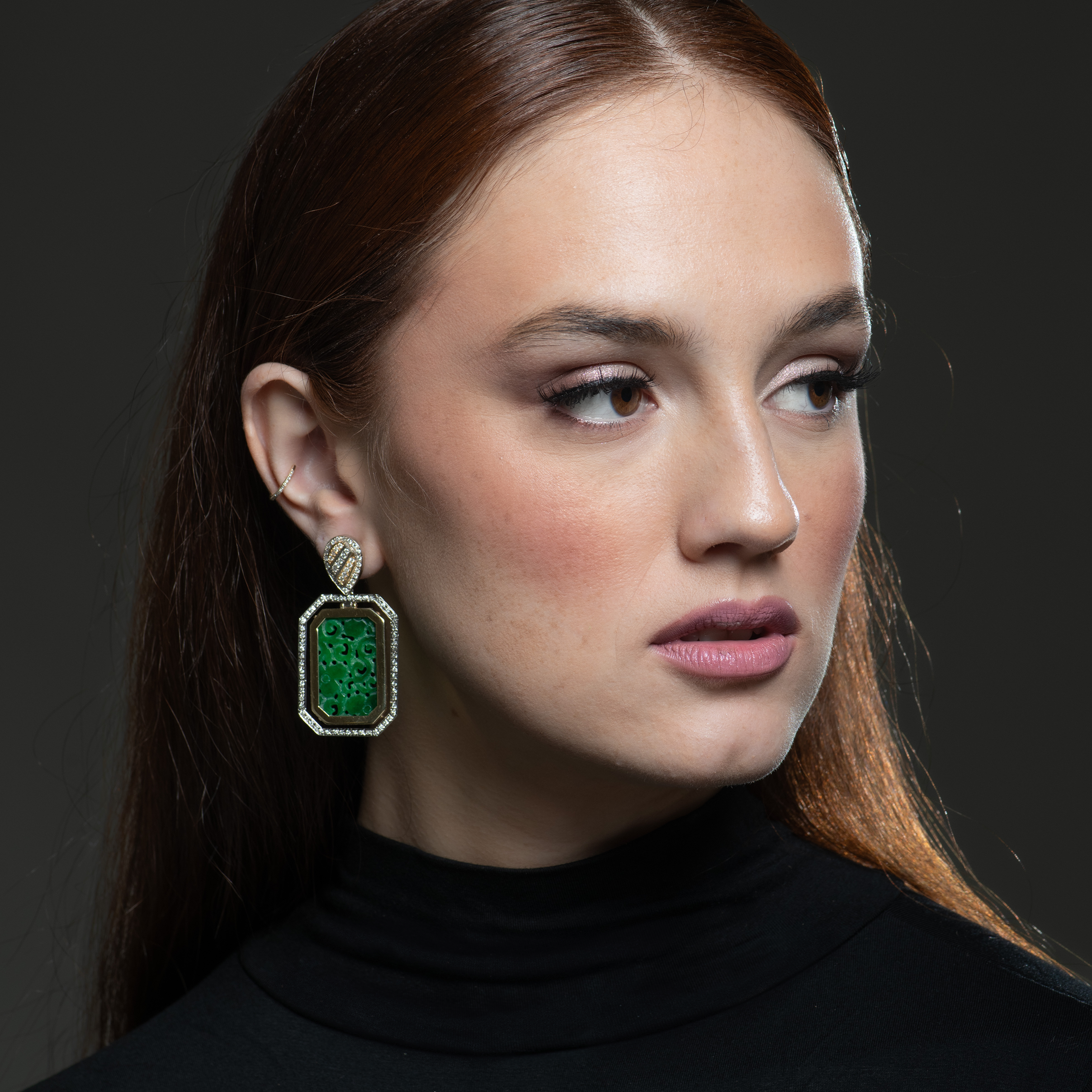 18K Gold Diamond SW Line Drop Earrings