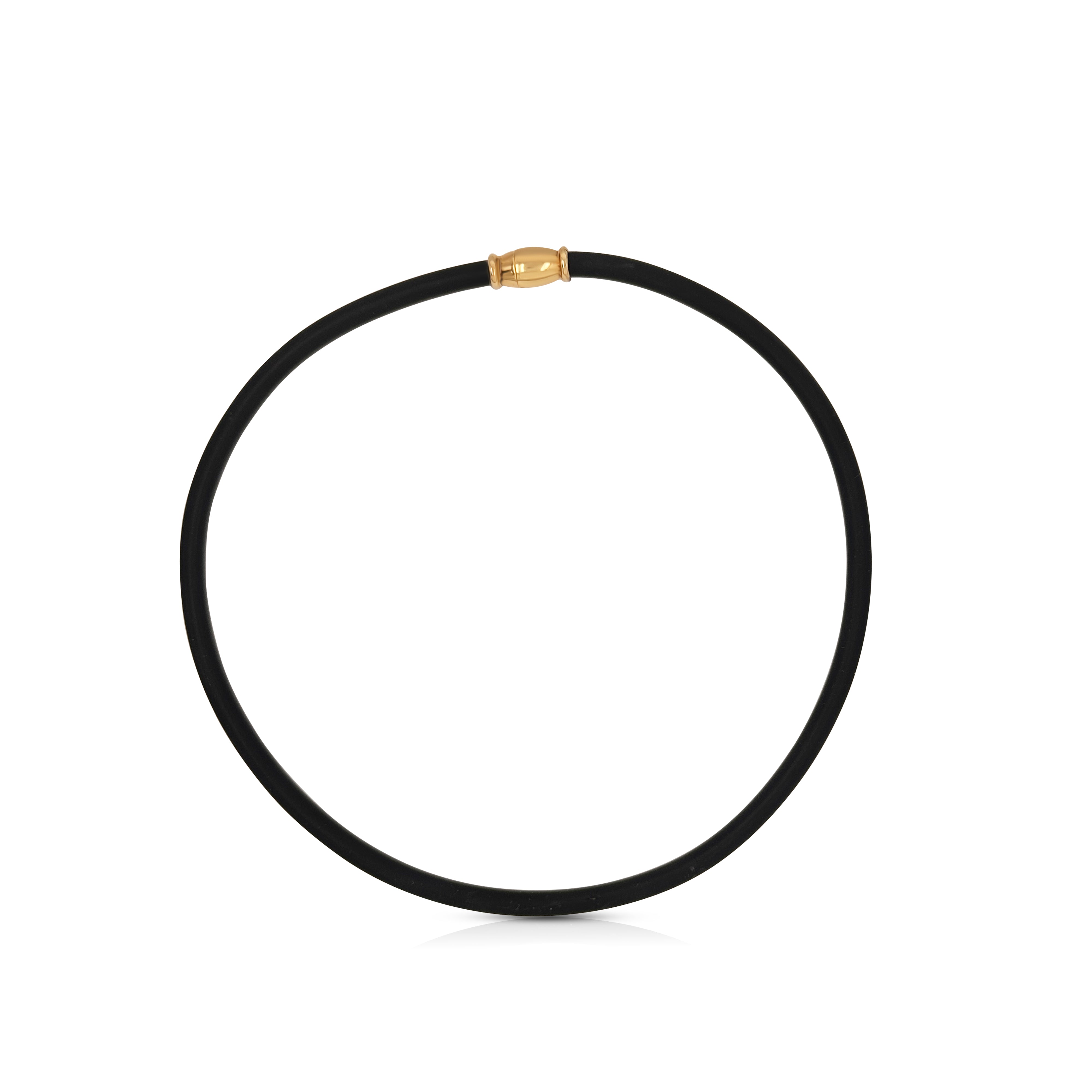 14K Yellow Gold Vermeil Silver Magnet Closure Black Rubber Chocker