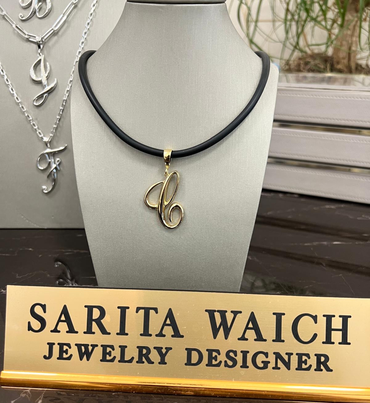 14K Yellow Gold Vermeil Silver Magnet Closure Black Rubber Chocker