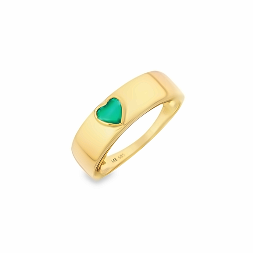 Gemstone Heart Gold Band (More Colors available)
