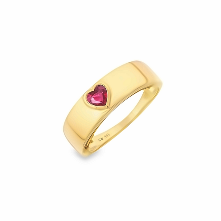 Gemstone Heart Gold Band (More Colors available)