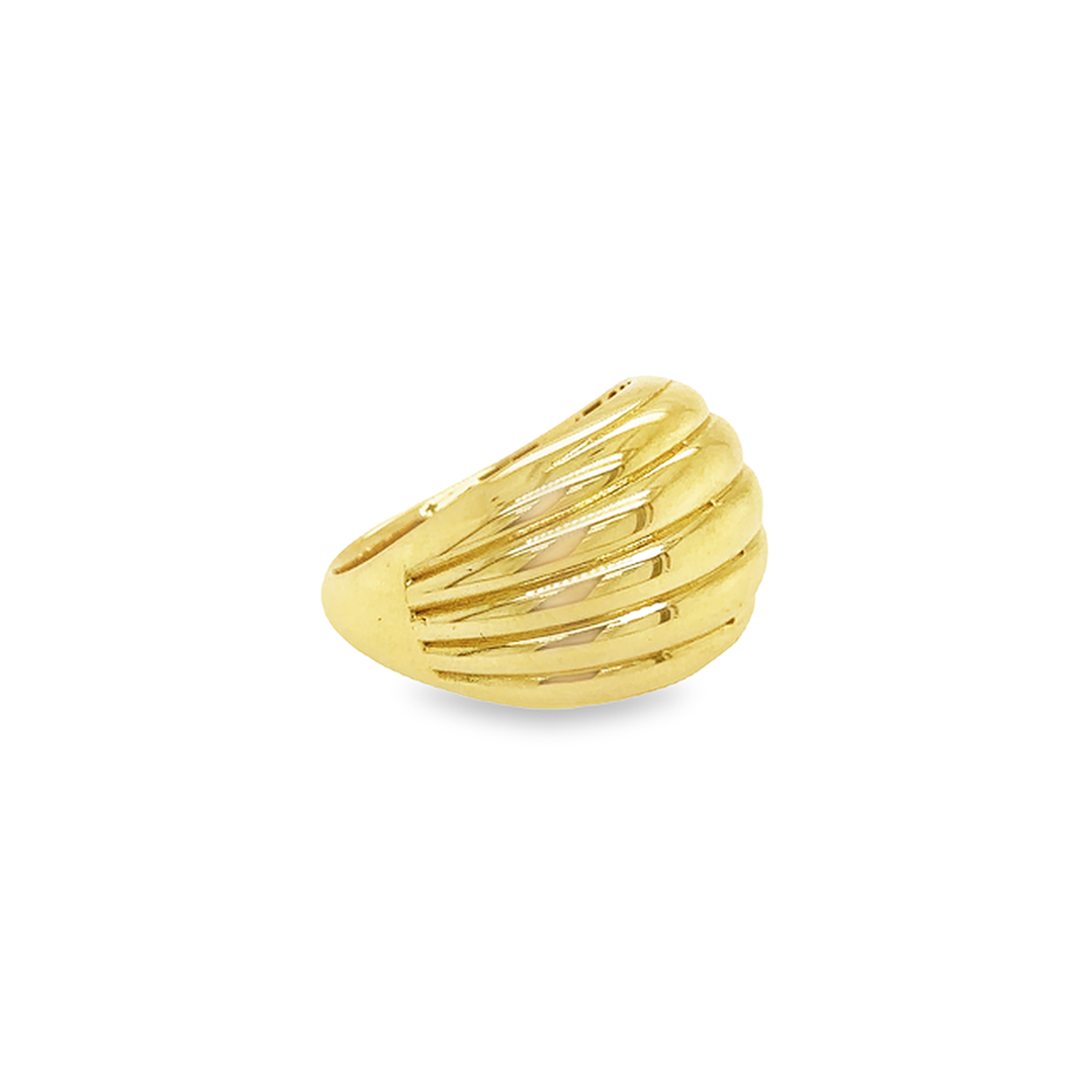 Horizontal lines thick gold ring