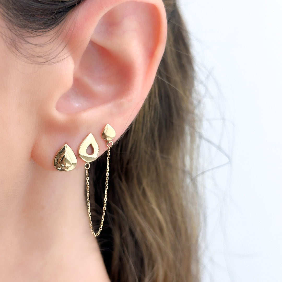 14K Gold Drop Earring Studs