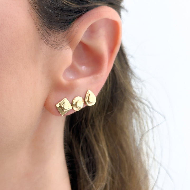 14K Gold Drop Earring Studs