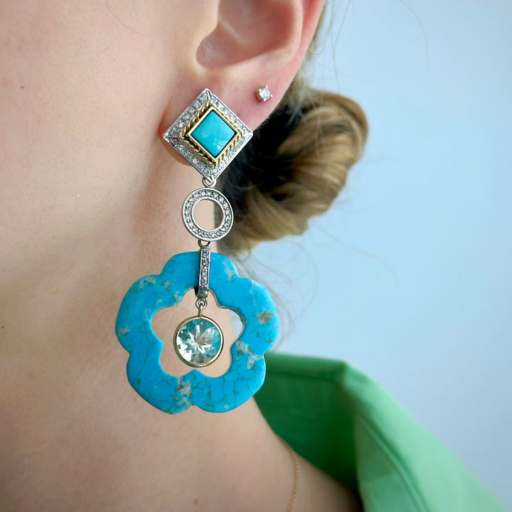 SW Jumbo Pave Braided Earrings (Turquoise)