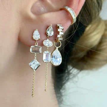 14K Gold White Drop Earring Charm