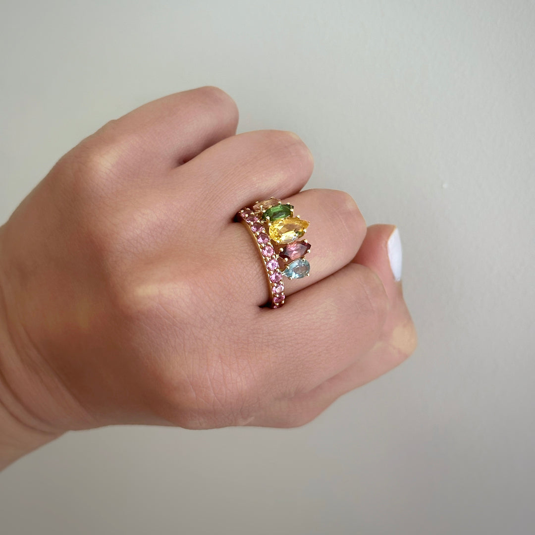 Multicolor Statement Crown Ring