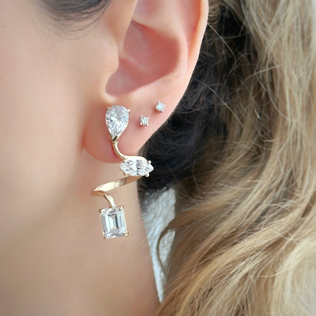 Twisted Triple Gemstones Earrings