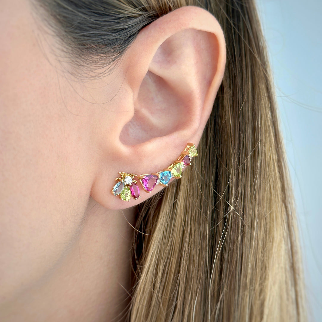 Multicolor Bees Earrings Studs