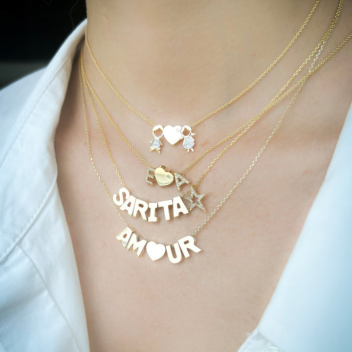 Build Your Necklace: 14K Gold Bold Initial