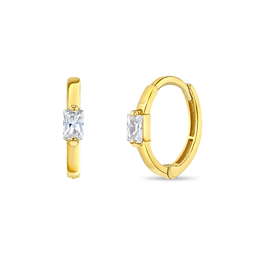 Baguette Cut Girls Huggie Earrings