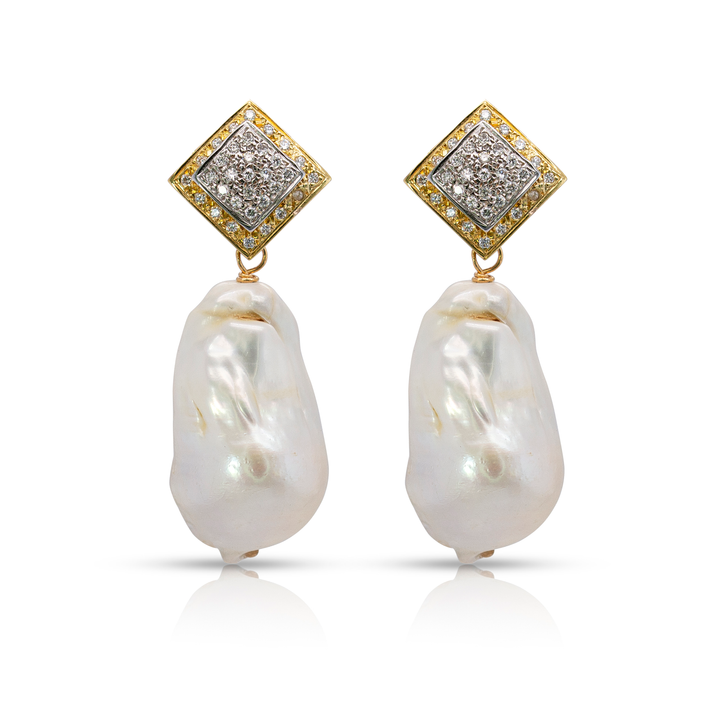 14K Gold Irregular Baroque Pearl Earring Pendants