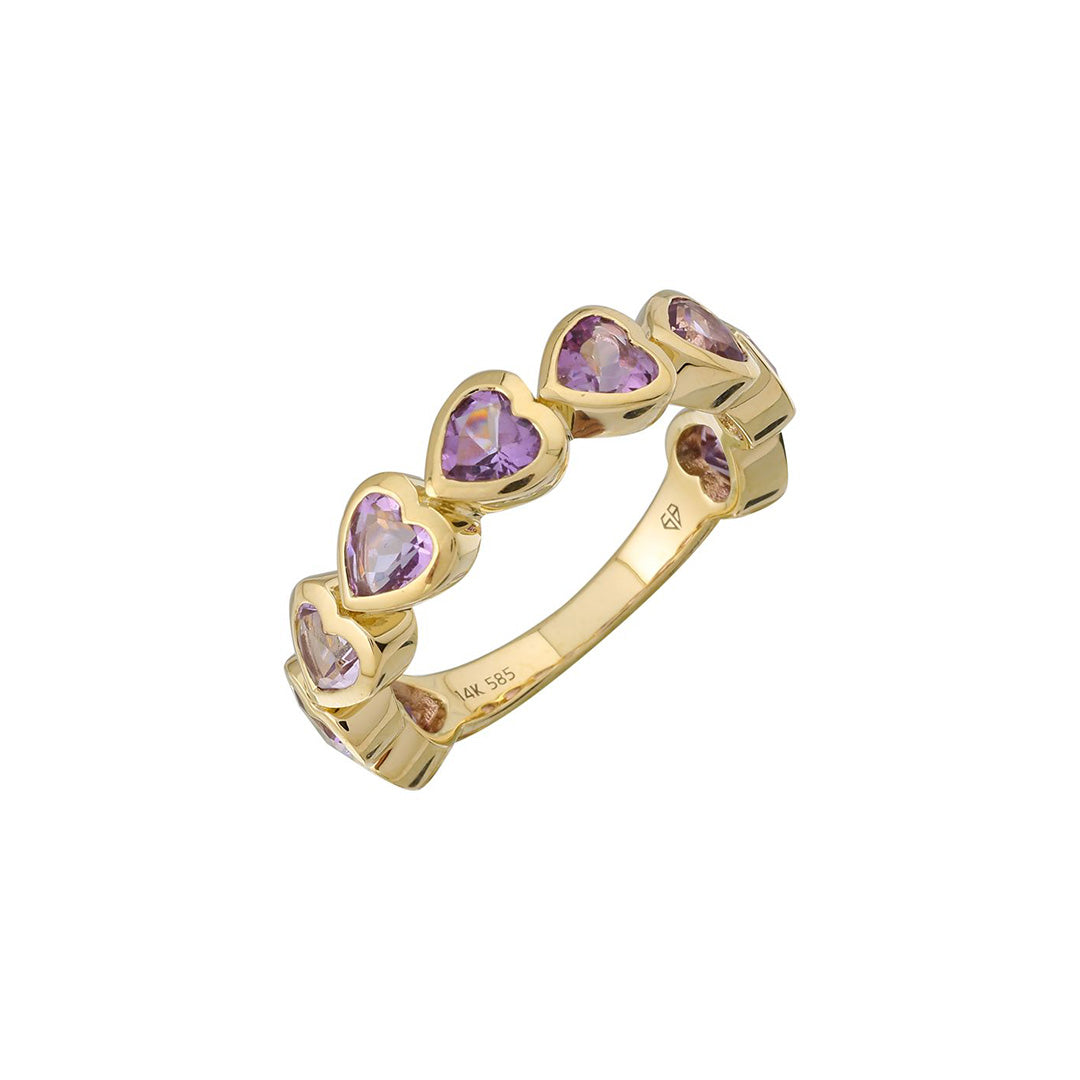Bezel Heart Shape Gemstone Ring (Amethyst)