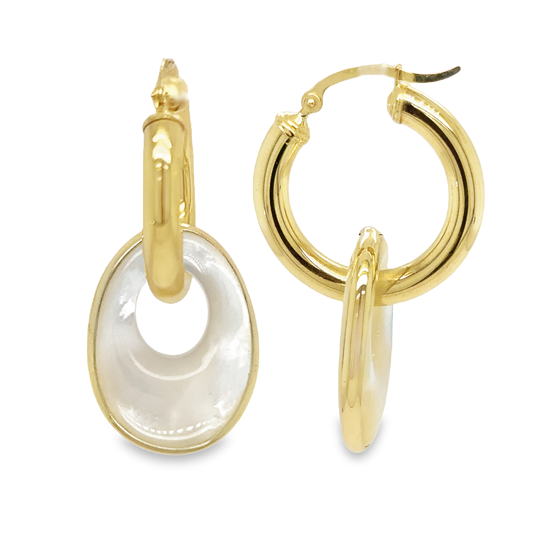 Gold bezel mother pearl charm