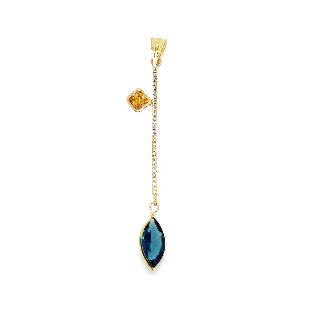 Gemstone Diamond Bar Charm (Blue Topaz)