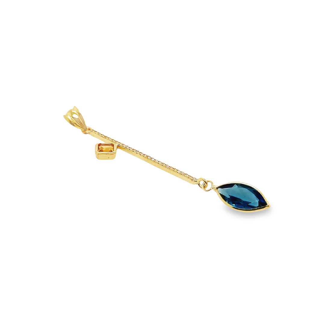 Gemstone Diamond Bar Charm (Blue Topaz)