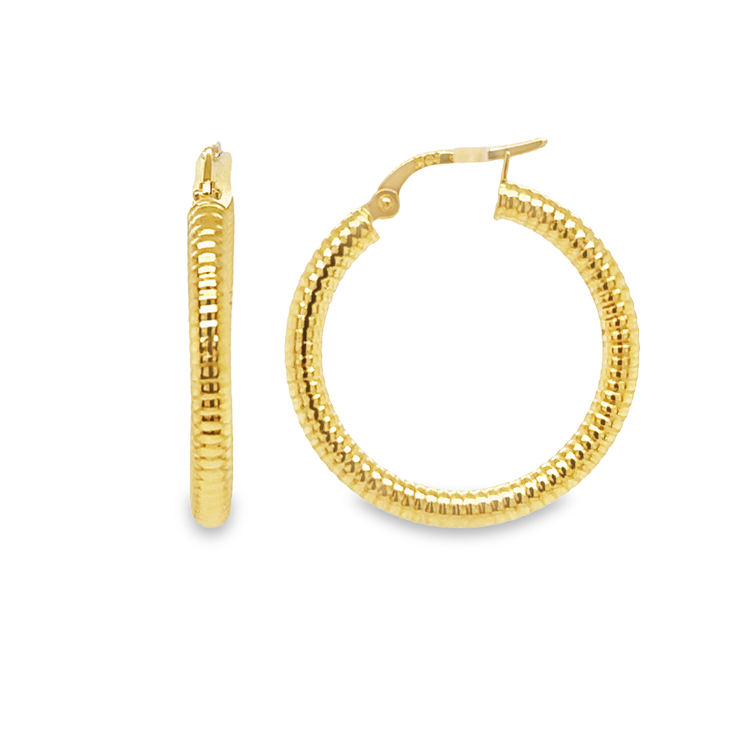Carved gold hoops
