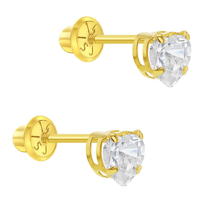 14K Gold Heart Baby Studs