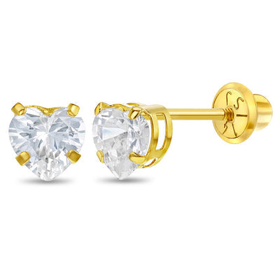 14K Gold Heart Baby Studs