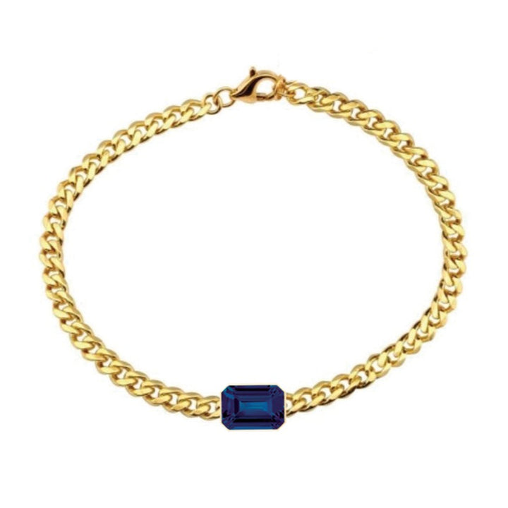 Cuban Emerald cut Bezel Bracelet (Tanzanite)