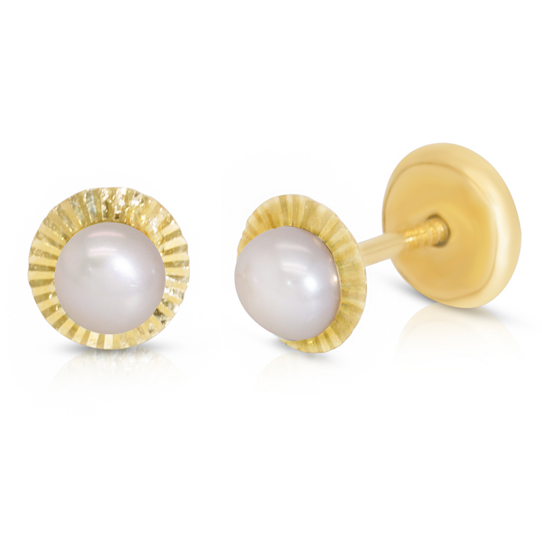Cut Bezel with Pearl Baby Studs