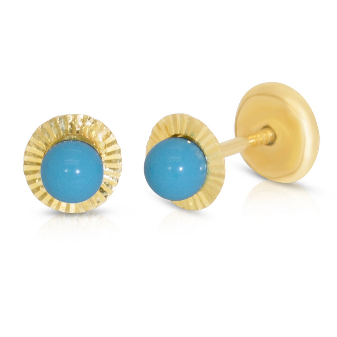 Cut Bezel with Turquoise Baby Studs