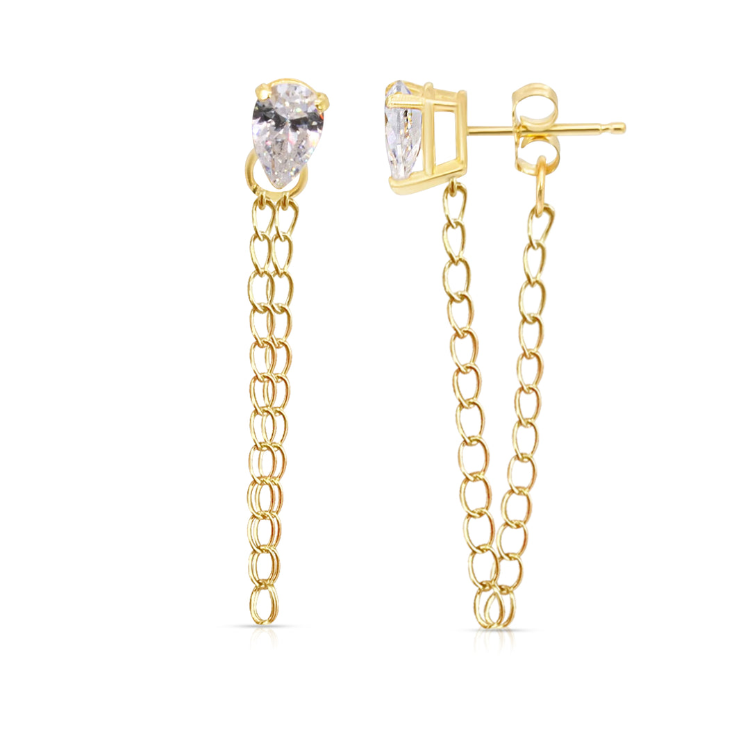 Single Drop White Gemstone Cuban Chain Earrings