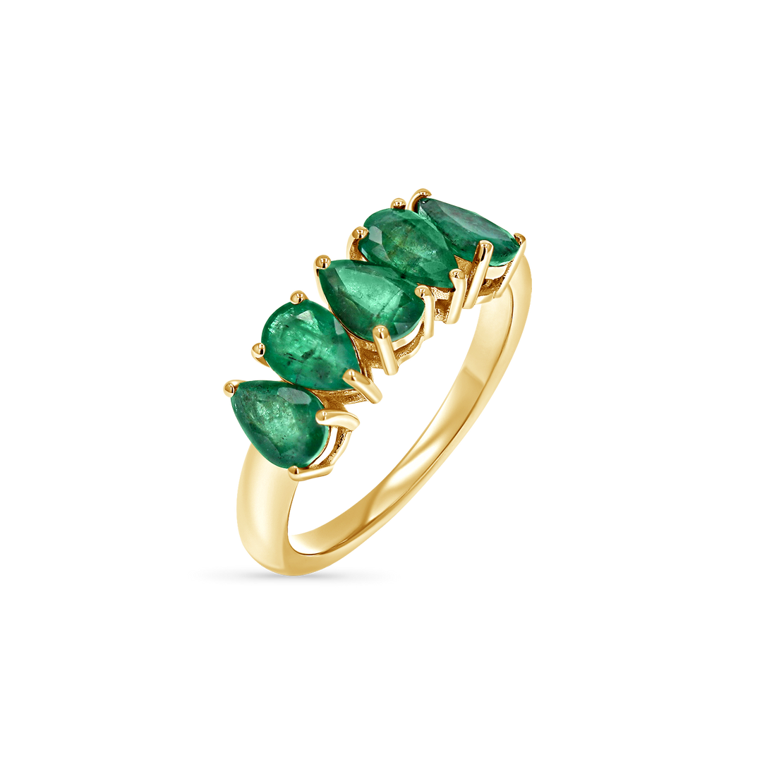 14K Gold Drops Ring (Available in Iolite and Green Agate)