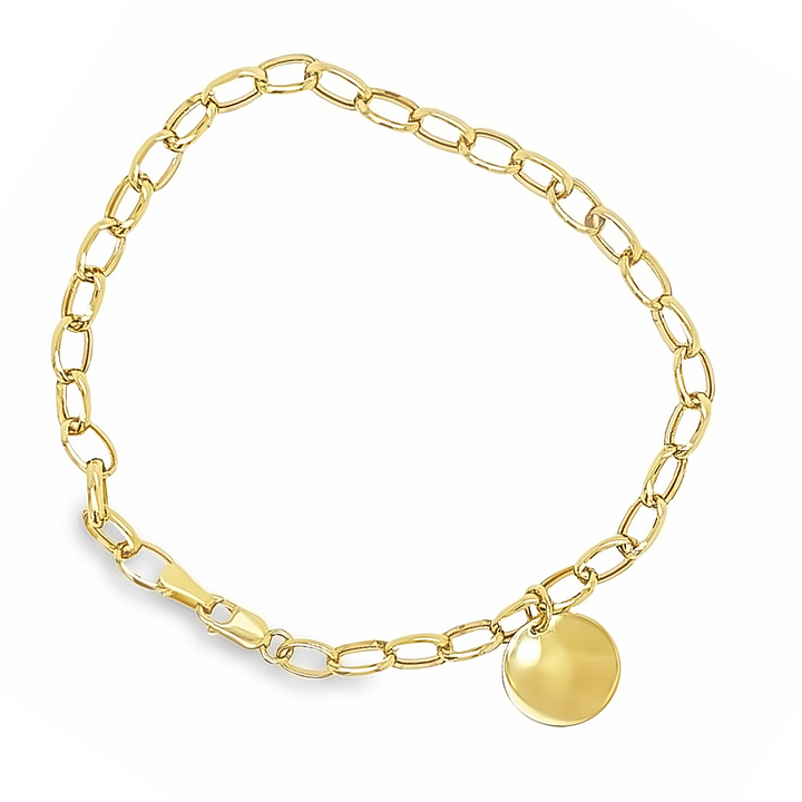 Gold Circle Charm Chain Bracelet