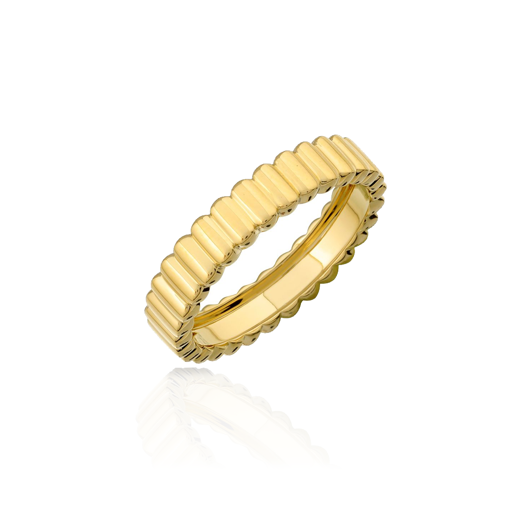 Fluted Gold Pinky Ring