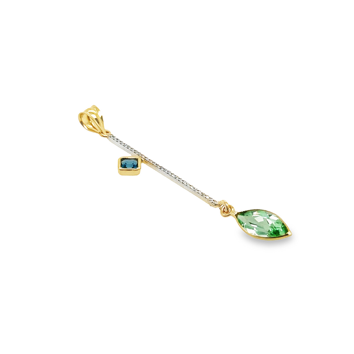 Gemstone Diamond Bar Charm (Green Amethyst)