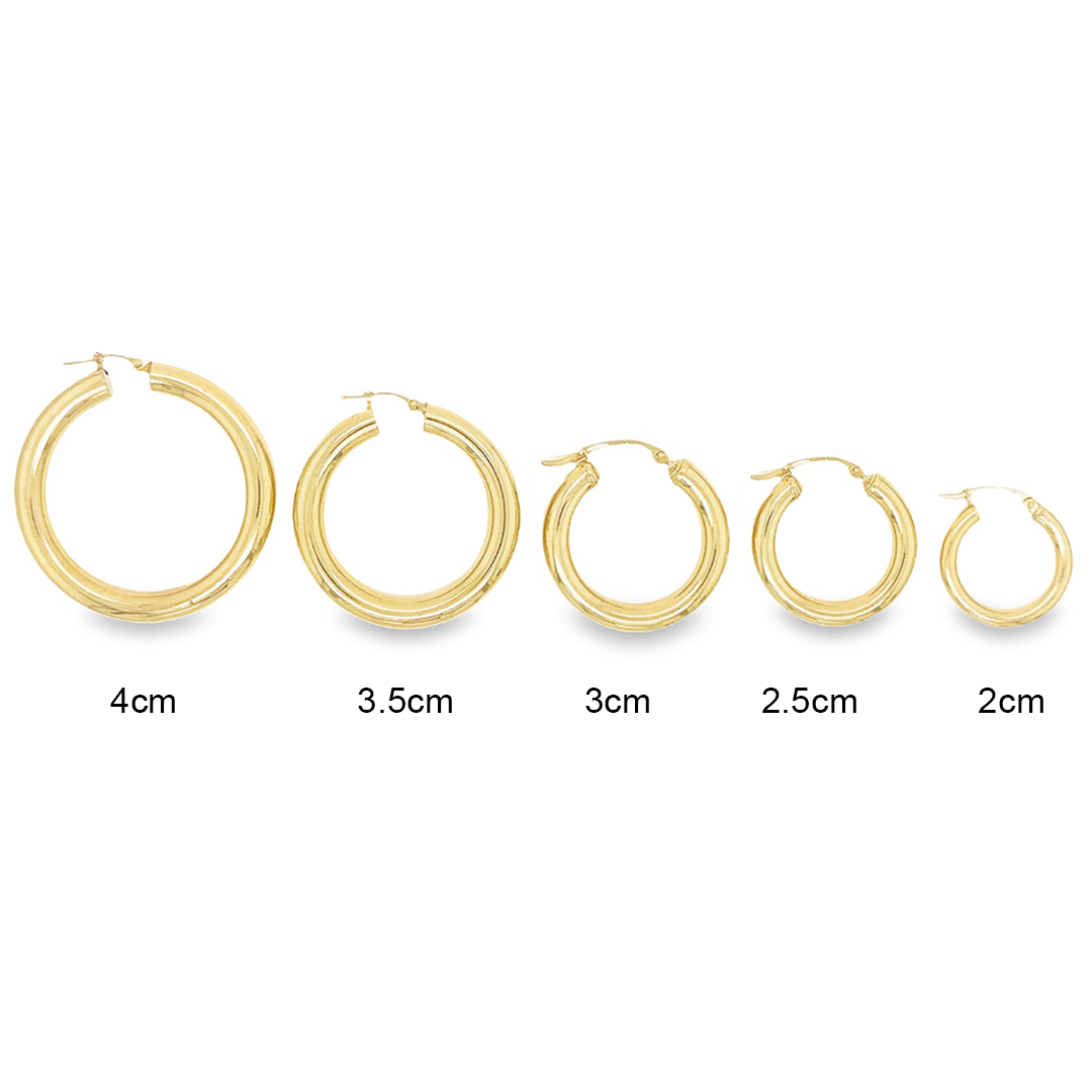 Round Gold Tube Hoops (3.5cm)