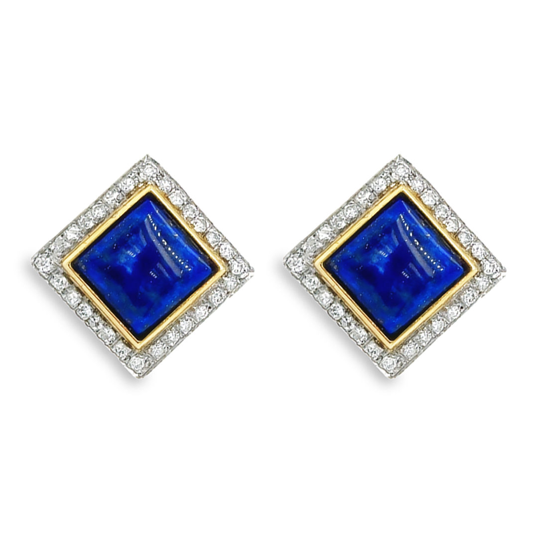 SW Jumbo Pave Square Earrings (Blue Lapis)