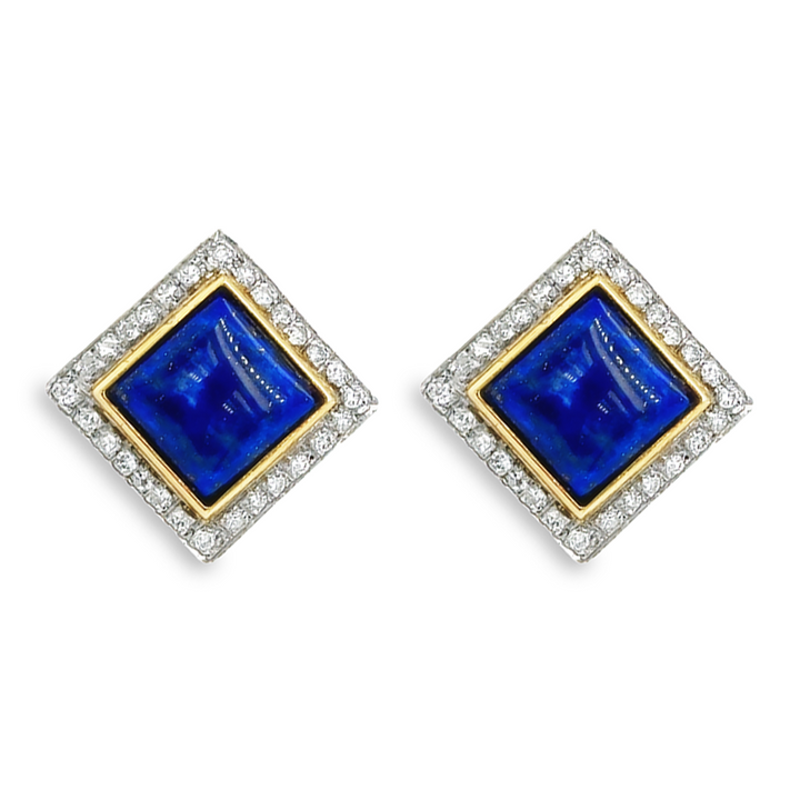 SW Jumbo Pave Square Earrings (Blue Lapis)