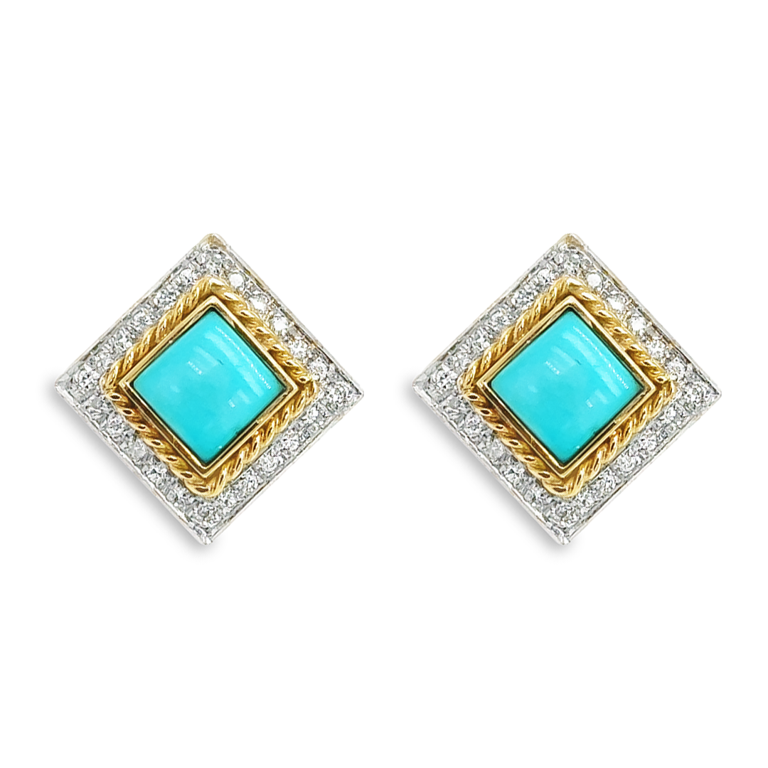 SW Jumbo Pave Braided Earrings (Turquoise)